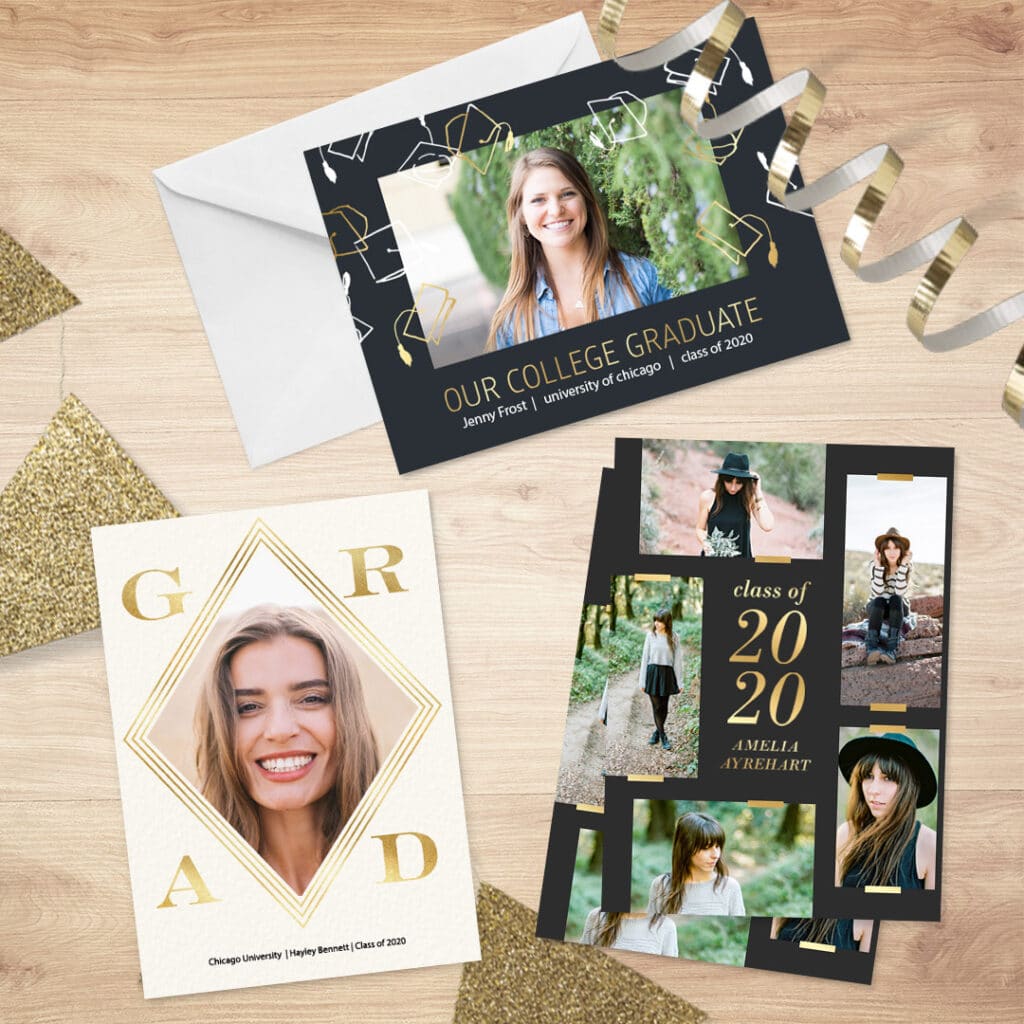 Choose from a variety of college graduation card designs