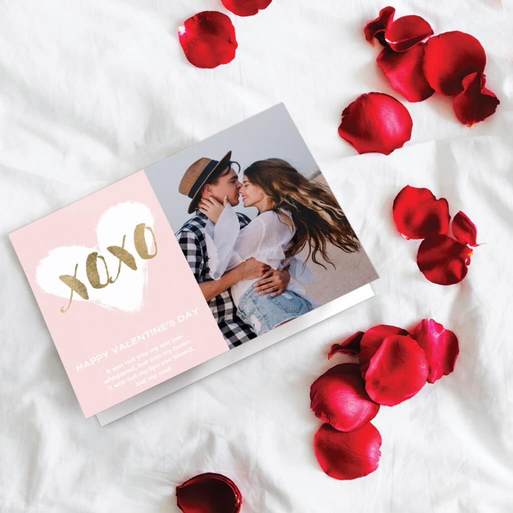 Pair cute couple photos with heartfelt Valentines Day card sentiment