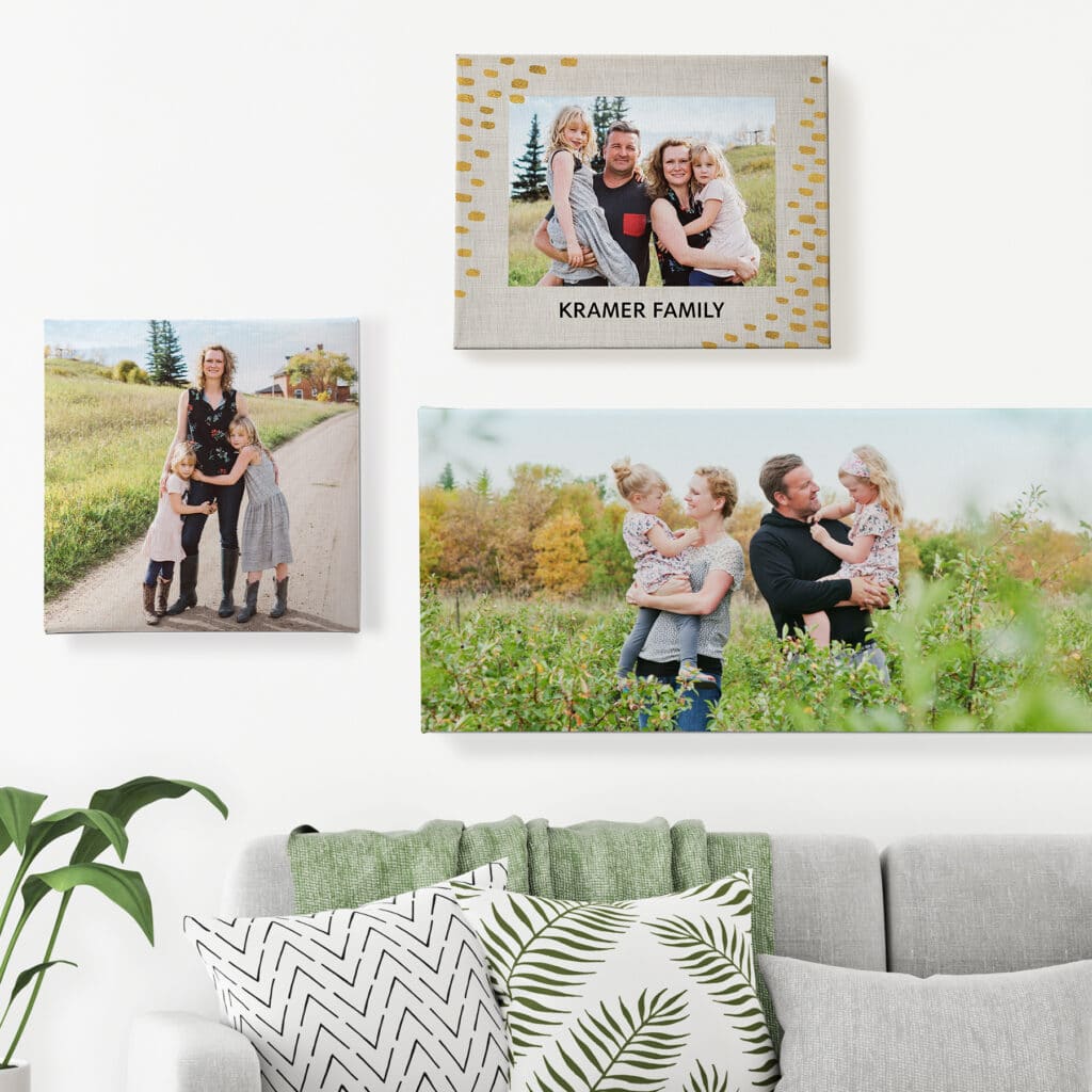 mix panoramic canvas prints with other formats to create stunning wall art